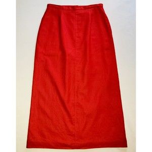 Baxter and Wells Women 12 Long Linen Blend Lined Zip Back Slit Pencil Red Skirt